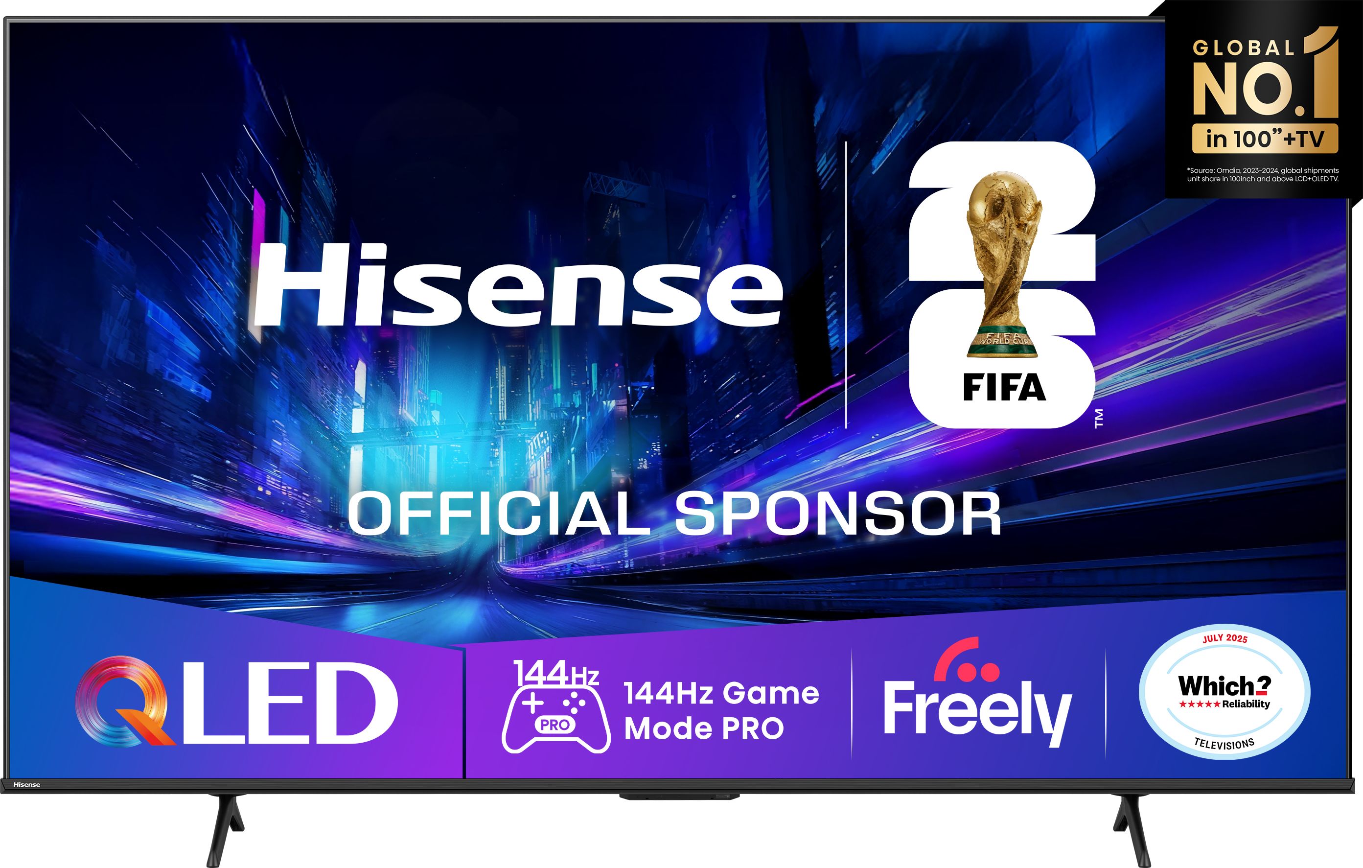 Hisense 55" QLED TV - 4K Ultra HD, 144Hz, Smart TV, Black